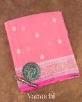 Blush Pink Pure Chiffon Silk Saree 