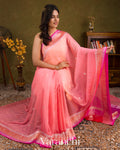 Peach Rose Pure Chiffon Silk Saree