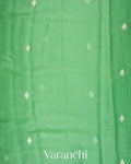 Leaf Green Pure Chiffon Silk Handloom Saree