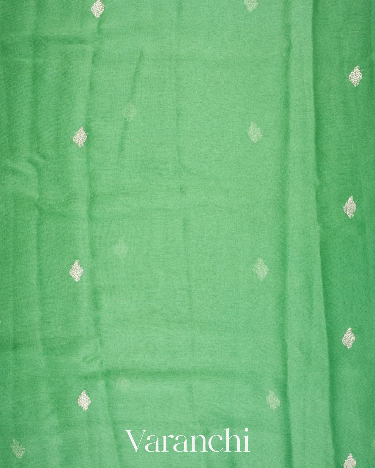 Leaf Green Pure Chiffon Silk Handloom Saree