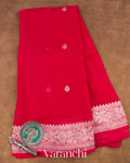 Chilly Red Pure Chiffon Silk Saree