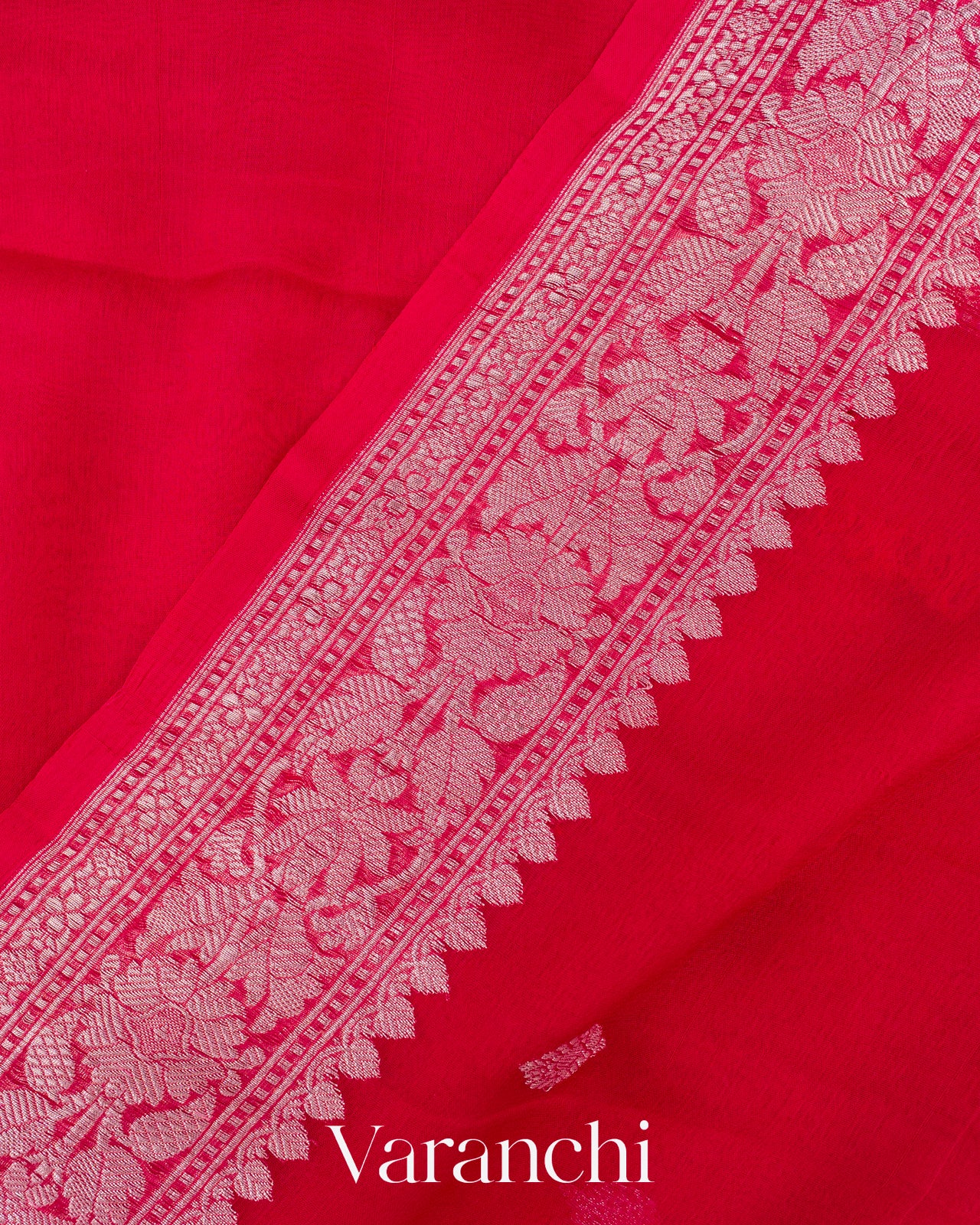 Chilly Red Pure Chiffon Silk Saree