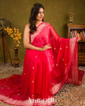 Chilly Red Pure Chiffon Silk Saree