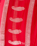 Ruby Red Pure Chiffon Silk Handloom Saree
