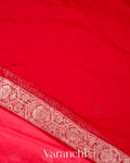 Ruby Red Pure Chiffon Silk Handloom Saree