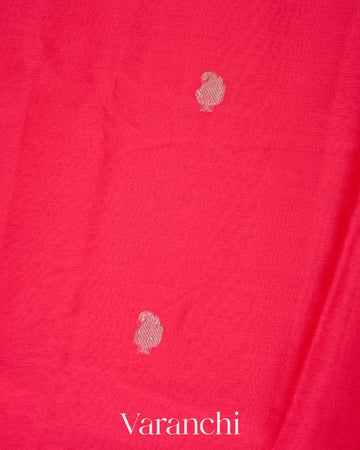 Ruby Red Pure Chiffon Silk Handloom Saree