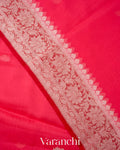 Ruby Red Pure Chiffon Silk Handloom Saree