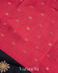 Black Floral Printed Pure Chiniya Silk Saree