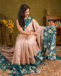 Blush Beige Digital Printed Pure Chiniya Silk Saree 