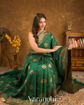 Dark Green Pure Chiniya Silk Handloom Saree
