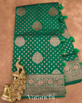 Dark Green Pure Chiniya Silk Handloom Saree