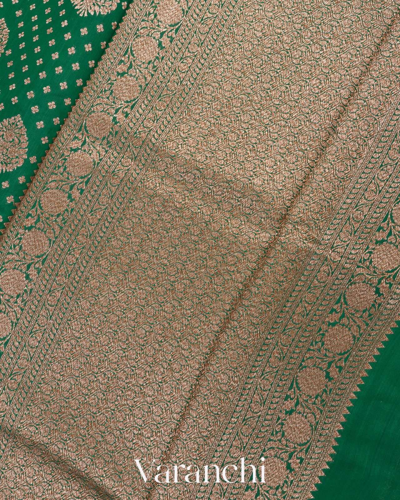 Dark Green Pure Chiniya Silk Handloom Saree