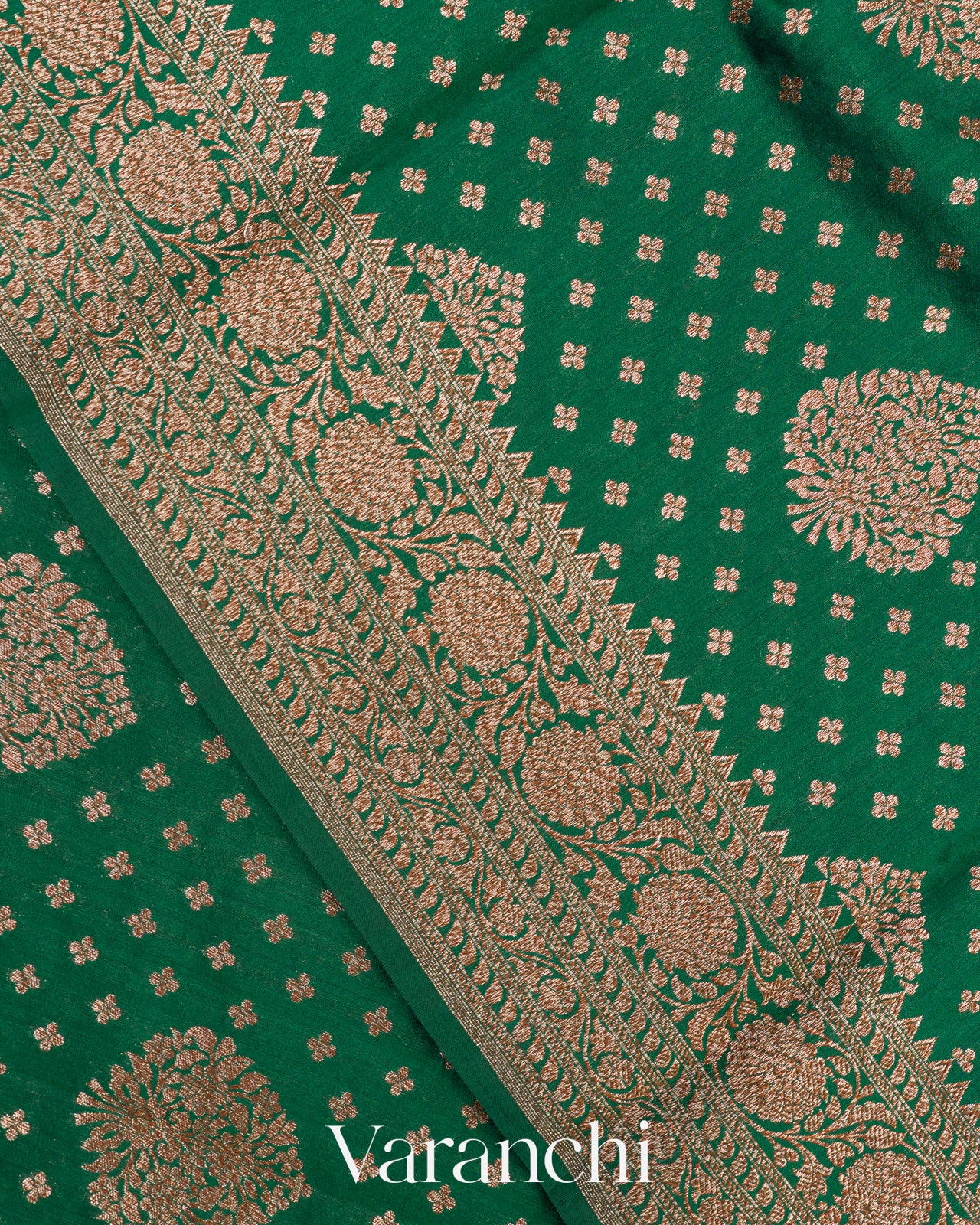 Dark Green Pure Chiniya Silk Handloom Saree