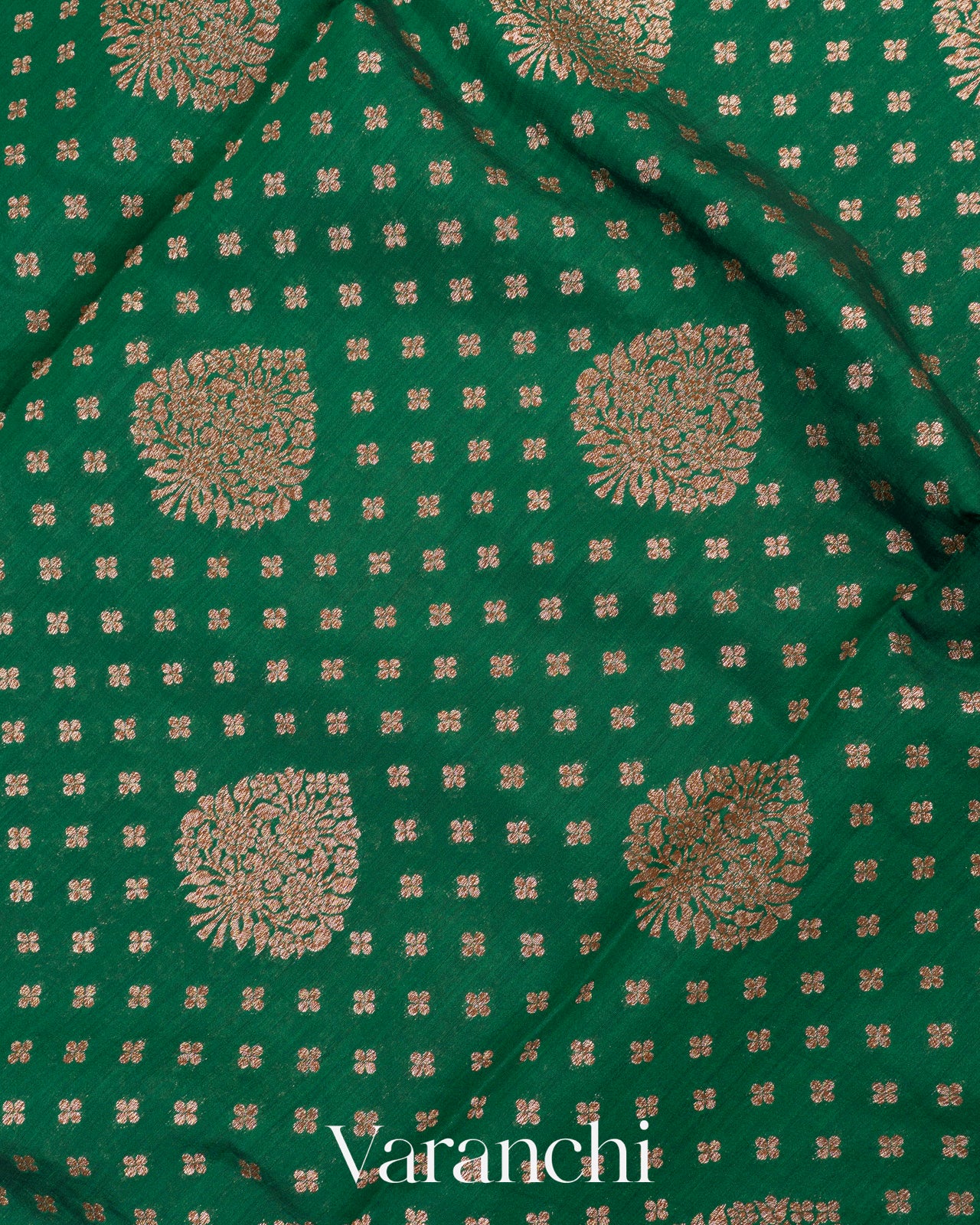 Dark Green Pure Chiniya Silk Handloom Saree