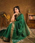 Forest Green Pure Chiniya Silk Handloom Saree 