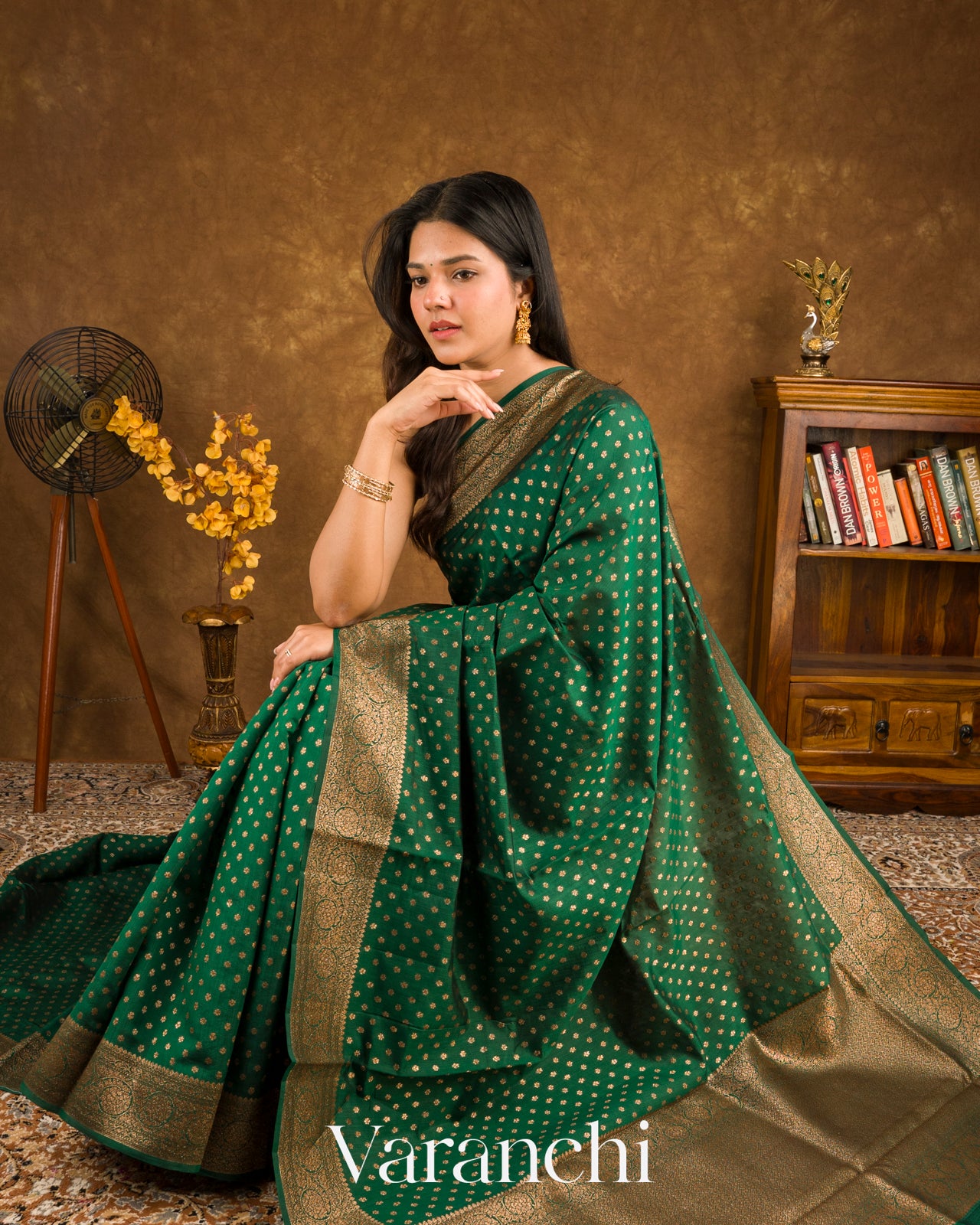 Forest Green Pure Chiniya Silk Handloom Saree 