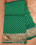 Forest Green Pure Chiniya Silk Handloom Saree 