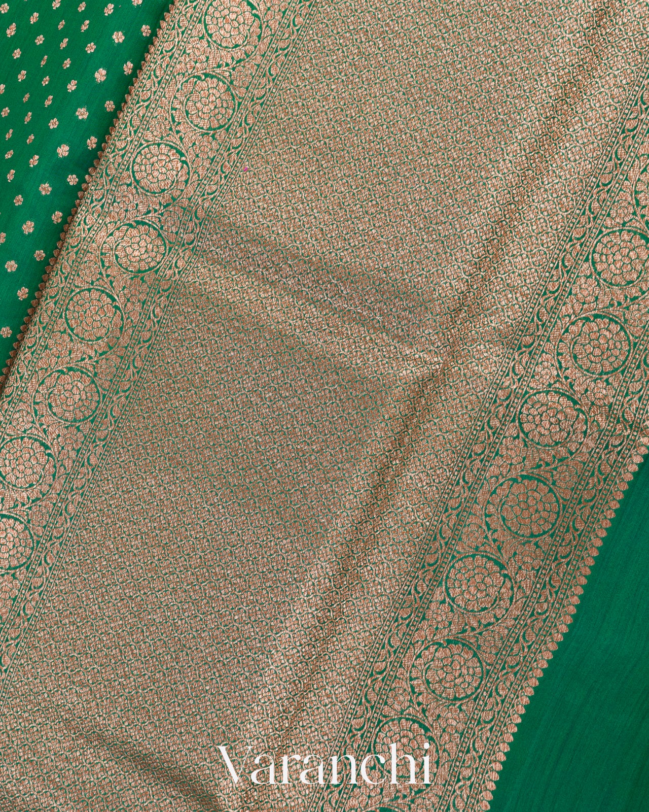 Forest Green Pure Chiniya Silk Handloom Saree 