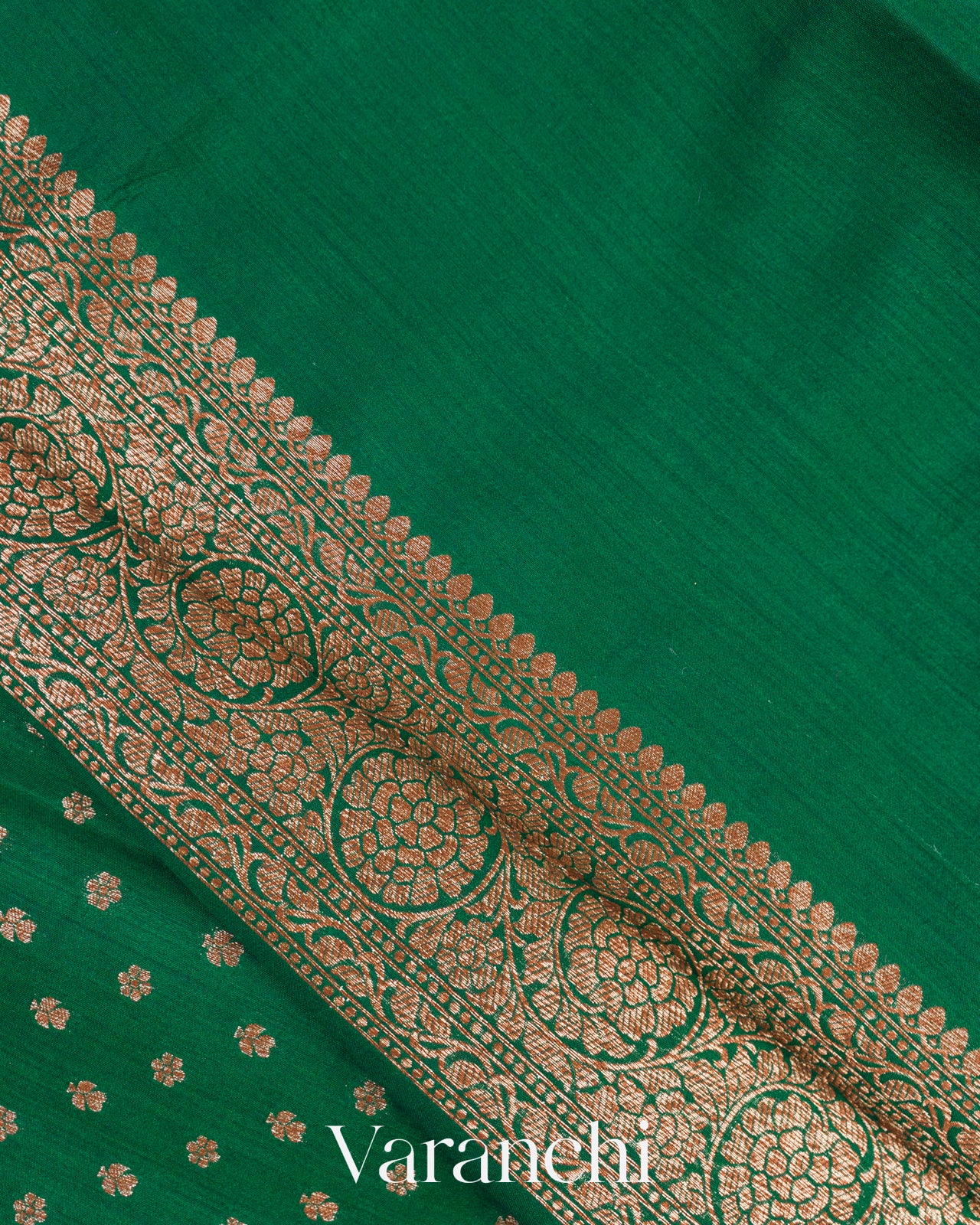 Forest Green Pure Chiniya Silk Handloom Saree 