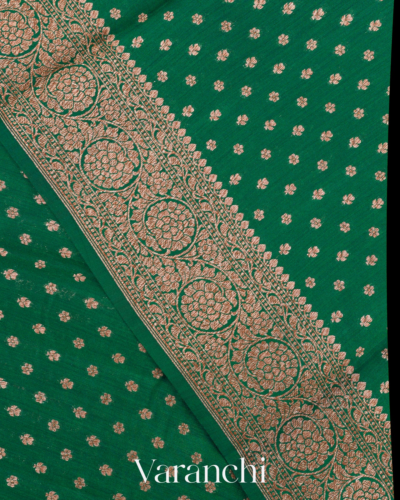 Forest Green Pure Chiniya Silk Handloom Saree 