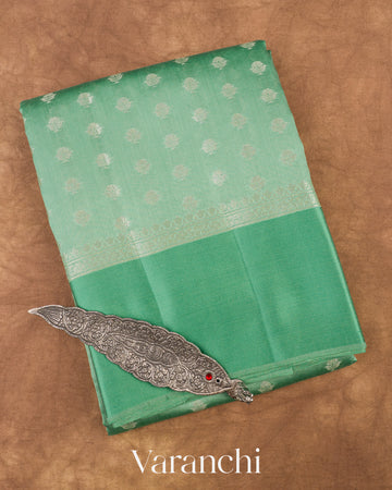 Mint Green Pure Chiniya Silk Saree