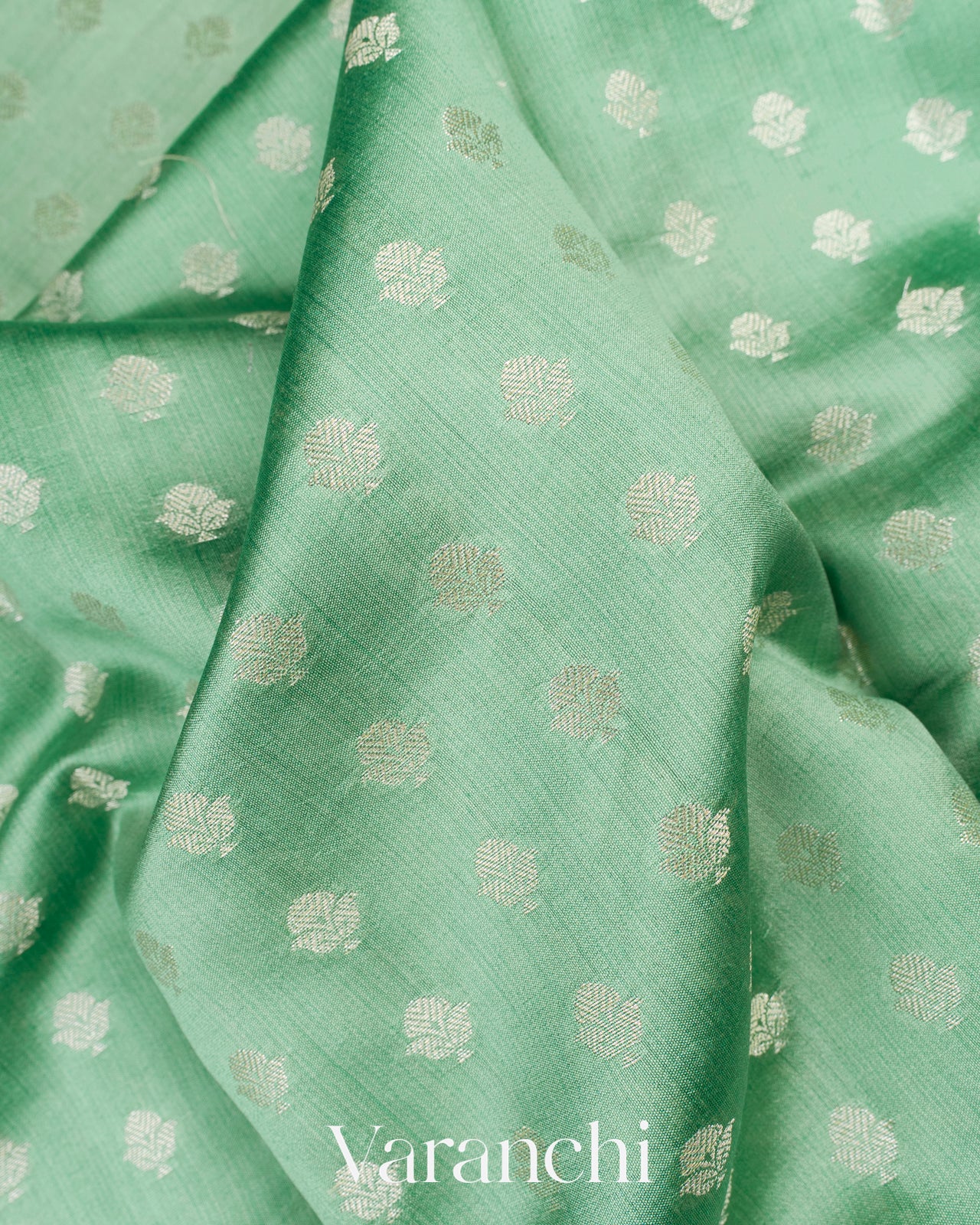 Mint Green Pure Chiniya Silk Saree