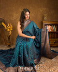 Ink Blue Pure Chiniya Silk Handloom Saree