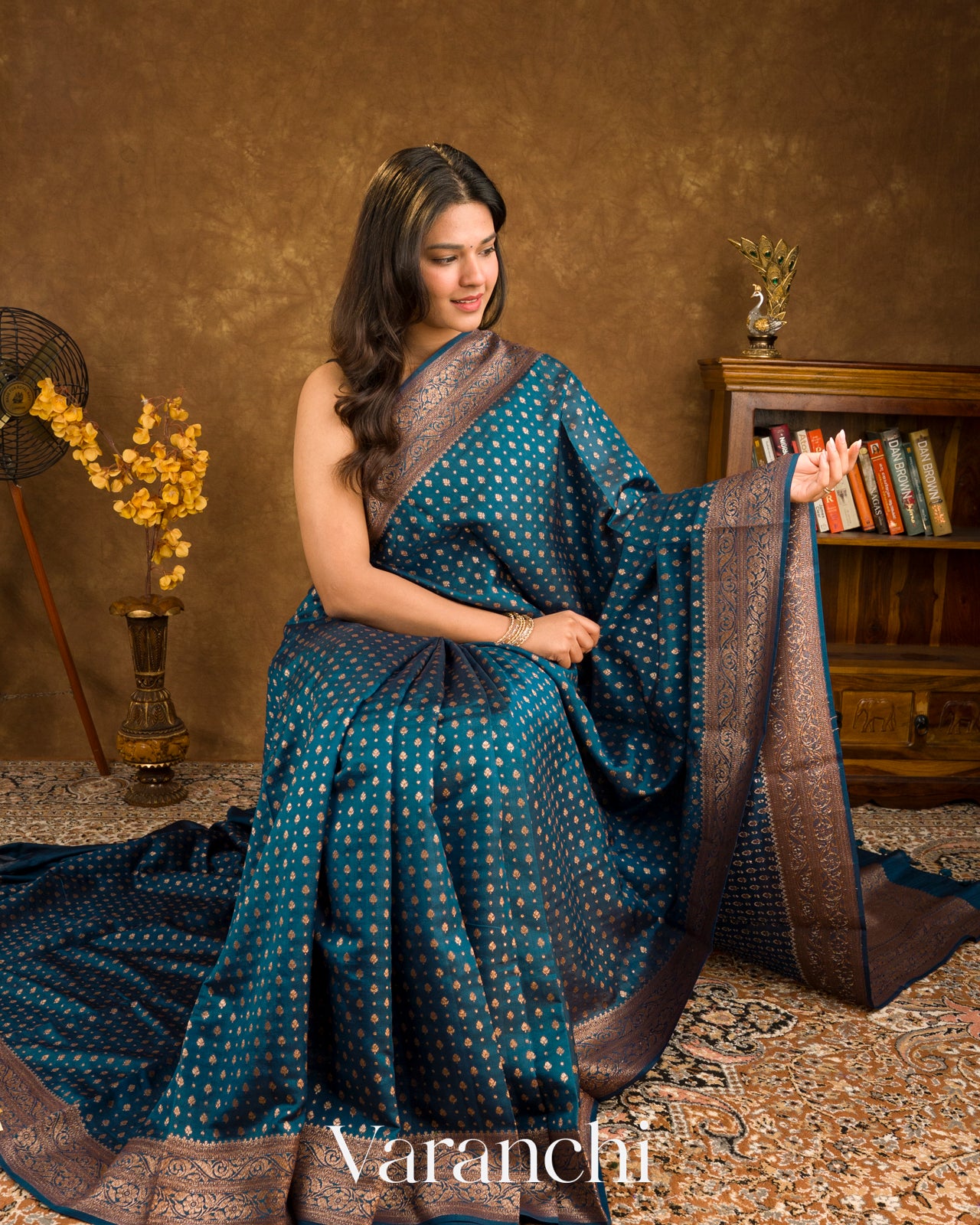 Ink Blue Pure Chiniya Silk Handloom Saree