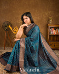 Ink Blue Pure Chiniya Silk Handloom Saree