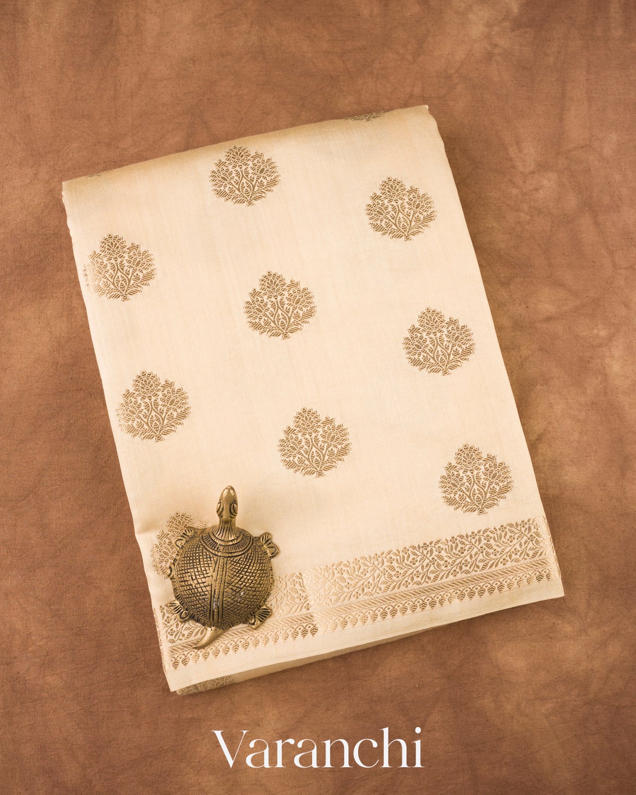 Warm Ivory Pure Chiniya Silk Saree  