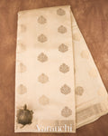 Warm Ivory Pure Chiniya Silk Saree  