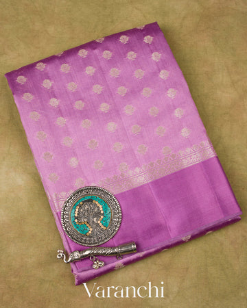 Dusty Orchid Pure Chiniya Silk Saree 