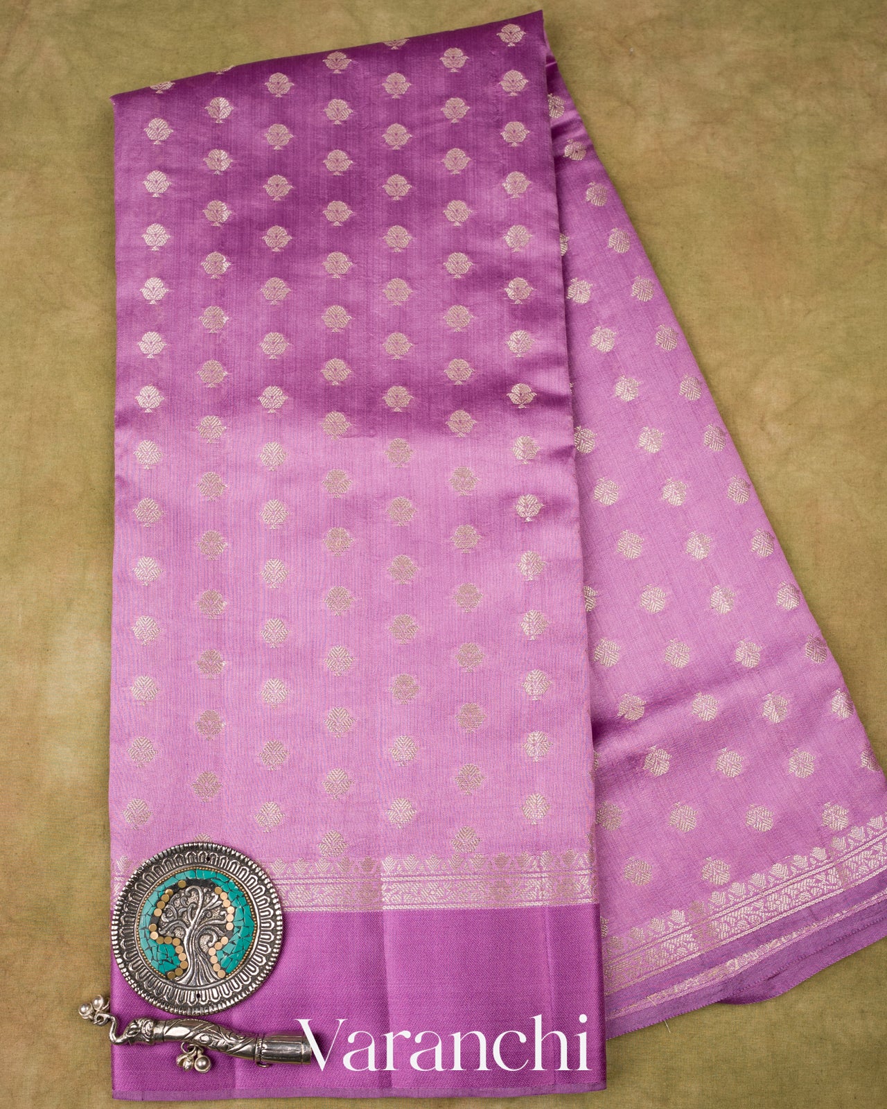 Dusty Orchid Pure Chiniya Silk Saree 