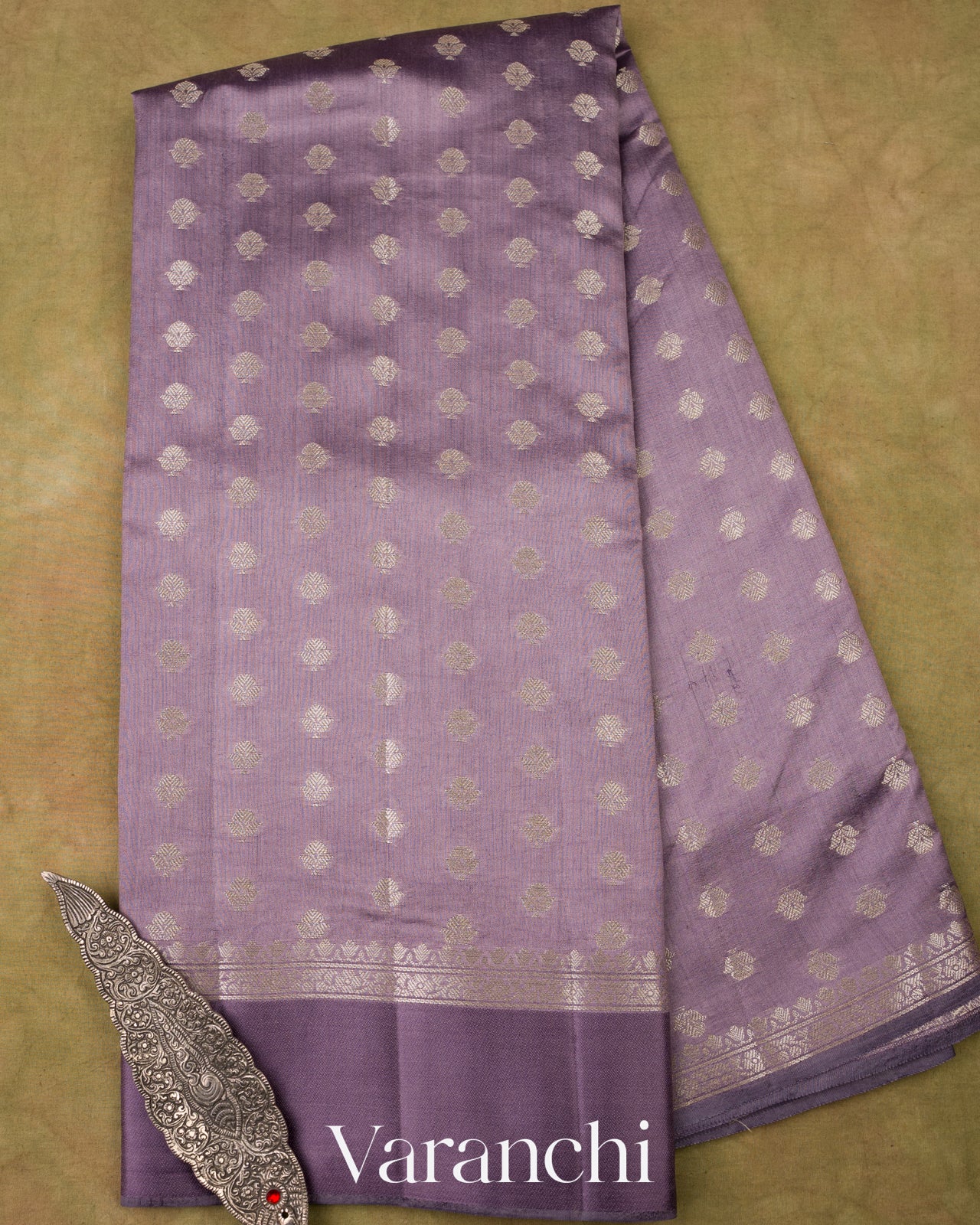 Lilac Mauve Pure Chiniya Silk Saree 