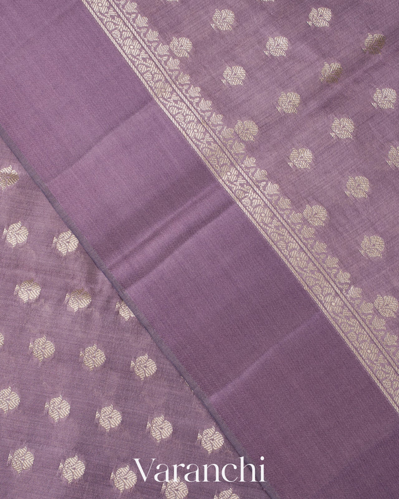 Lilac Mauve Pure Chiniya Silk Saree 