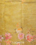 Light Mehandi Green Floral Printed Pure Chiniya Silk Saree