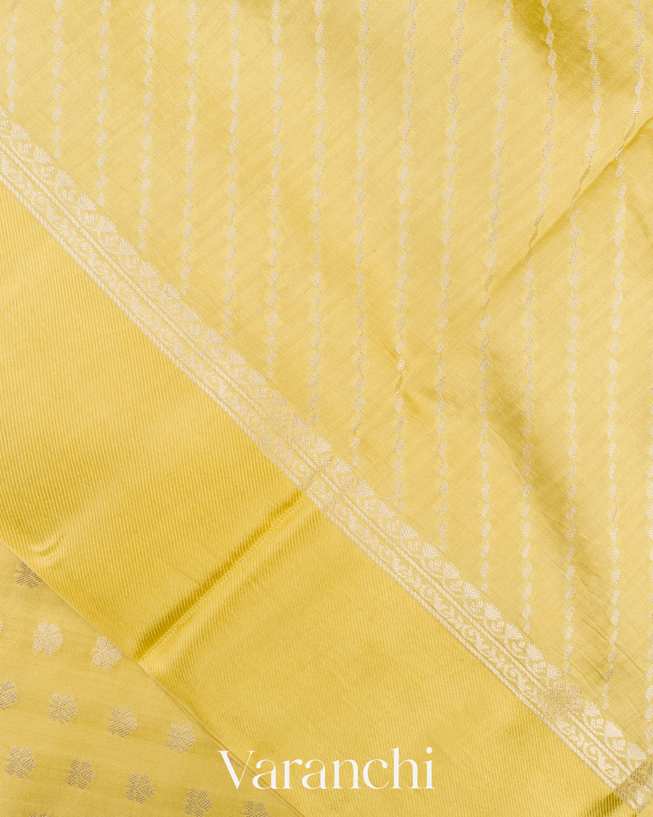 Lemon Yellow Pure Chiniya Silk Saree