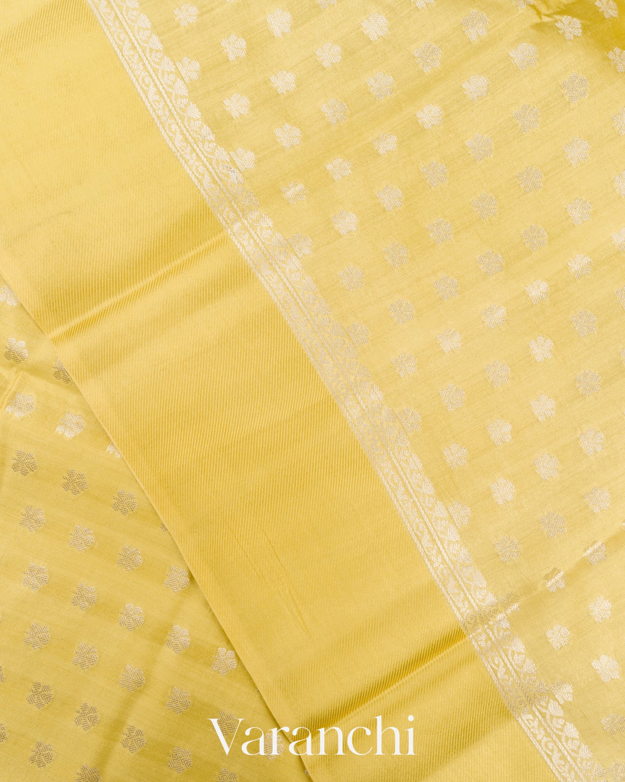 Lemon Yellow Pure Chiniya Silk Saree