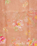 Dusty Rose Floral Printed Pure Chiniya Silk Saree