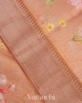 Dusty Rose Floral Printed Pure Chiniya Silk Saree