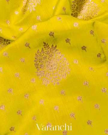 Light Lemon Green Pure Chiniya Silk Handloom Saree 