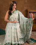 Mint Green Digital Printed Pure Chiniya Silk Saree