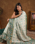 Mint Green Digital Printed Pure Chiniya Silk Saree