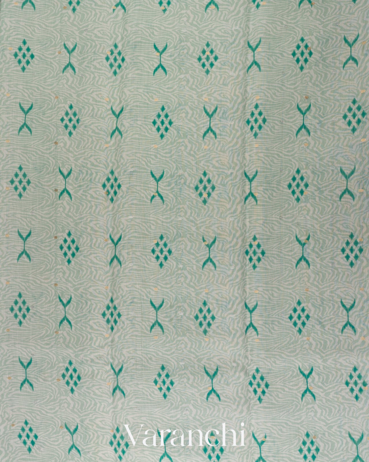 Mint Green Digital Printed Pure Chiniya Silk Saree