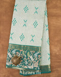 Mint Green Digital Printed Pure Chiniya Silk Saree