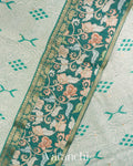 Mint Green Digital Printed Pure Chiniya Silk Saree