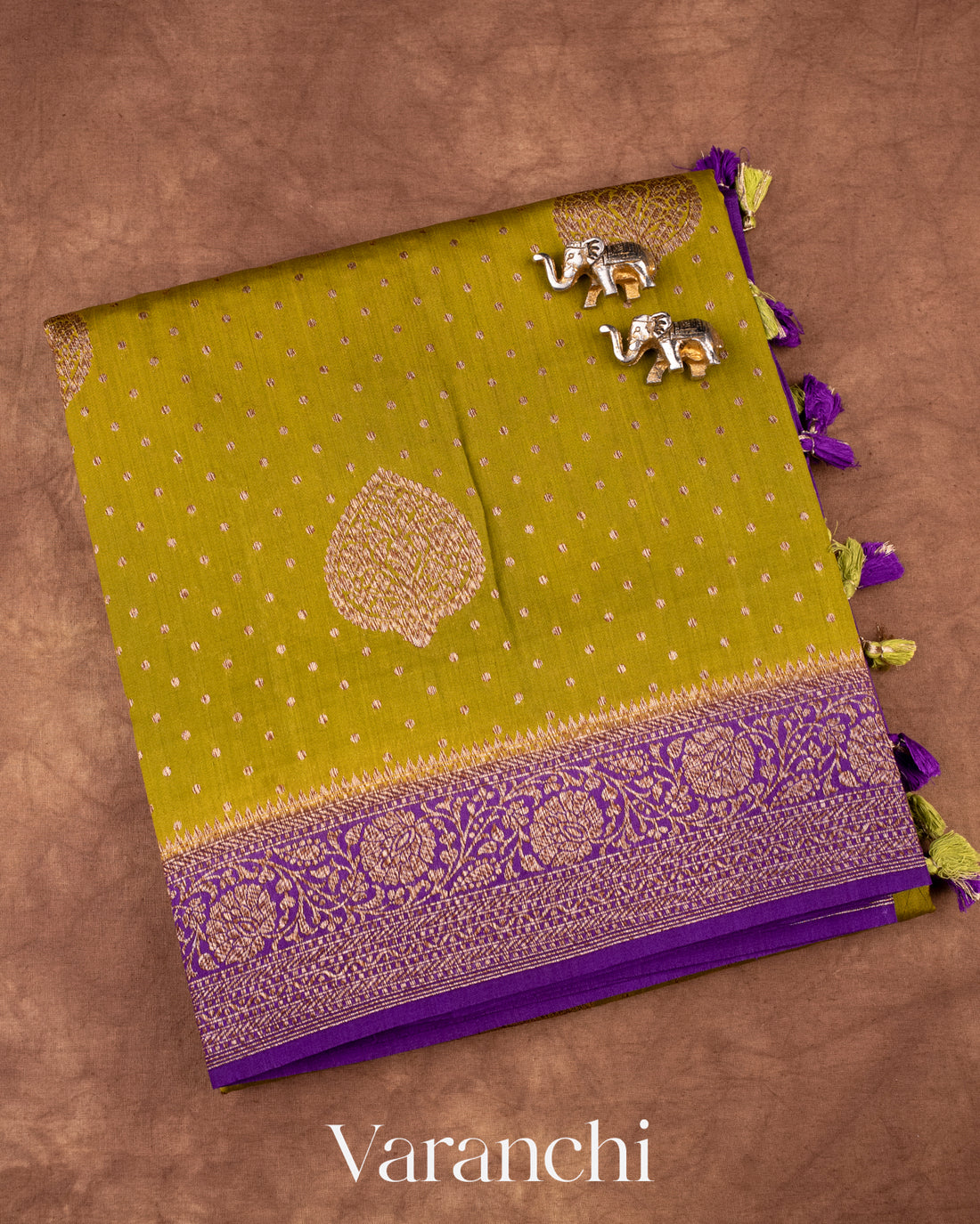 Mehandi Green Pure Chiniya Silk Handloom Saree