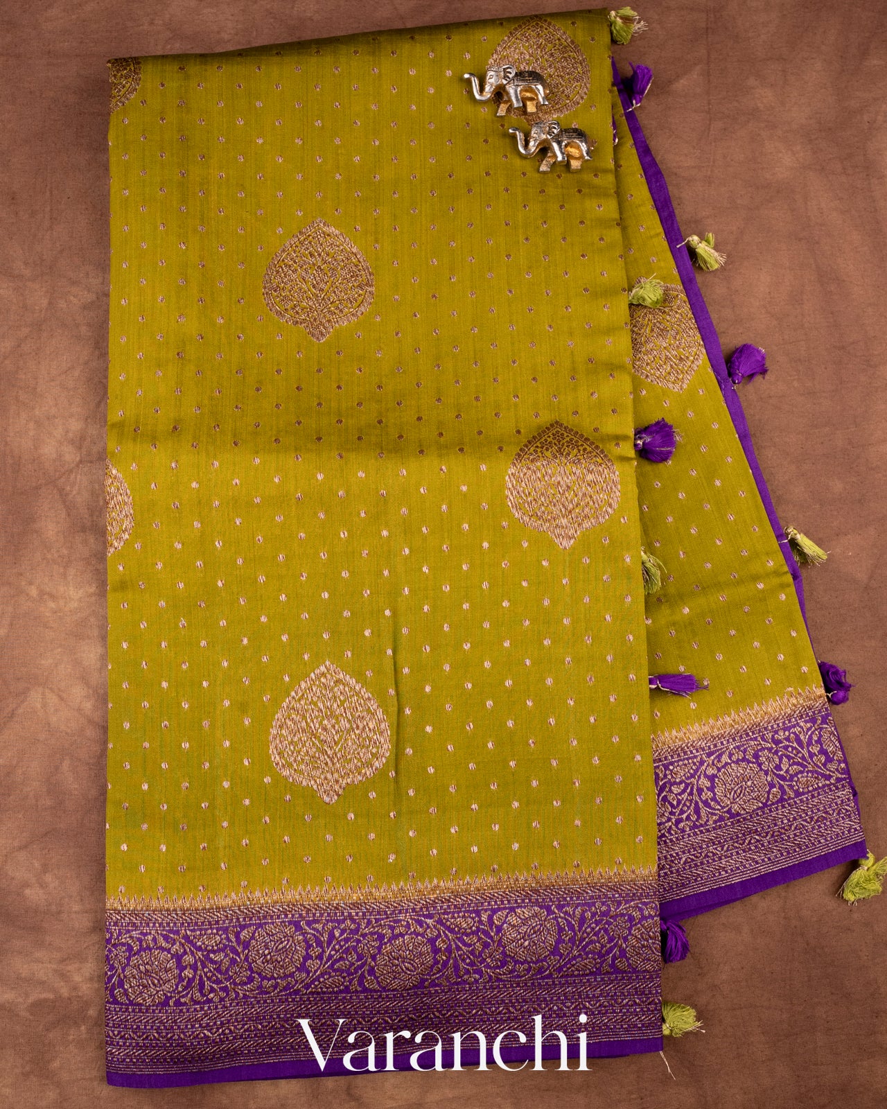 Mehandi Green Pure Chiniya Silk Handloom Saree
