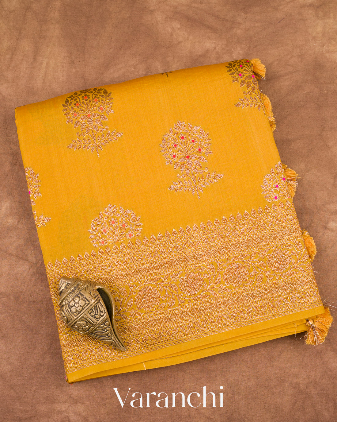 Yellow Pure Chiniya Silk Handloom Saree