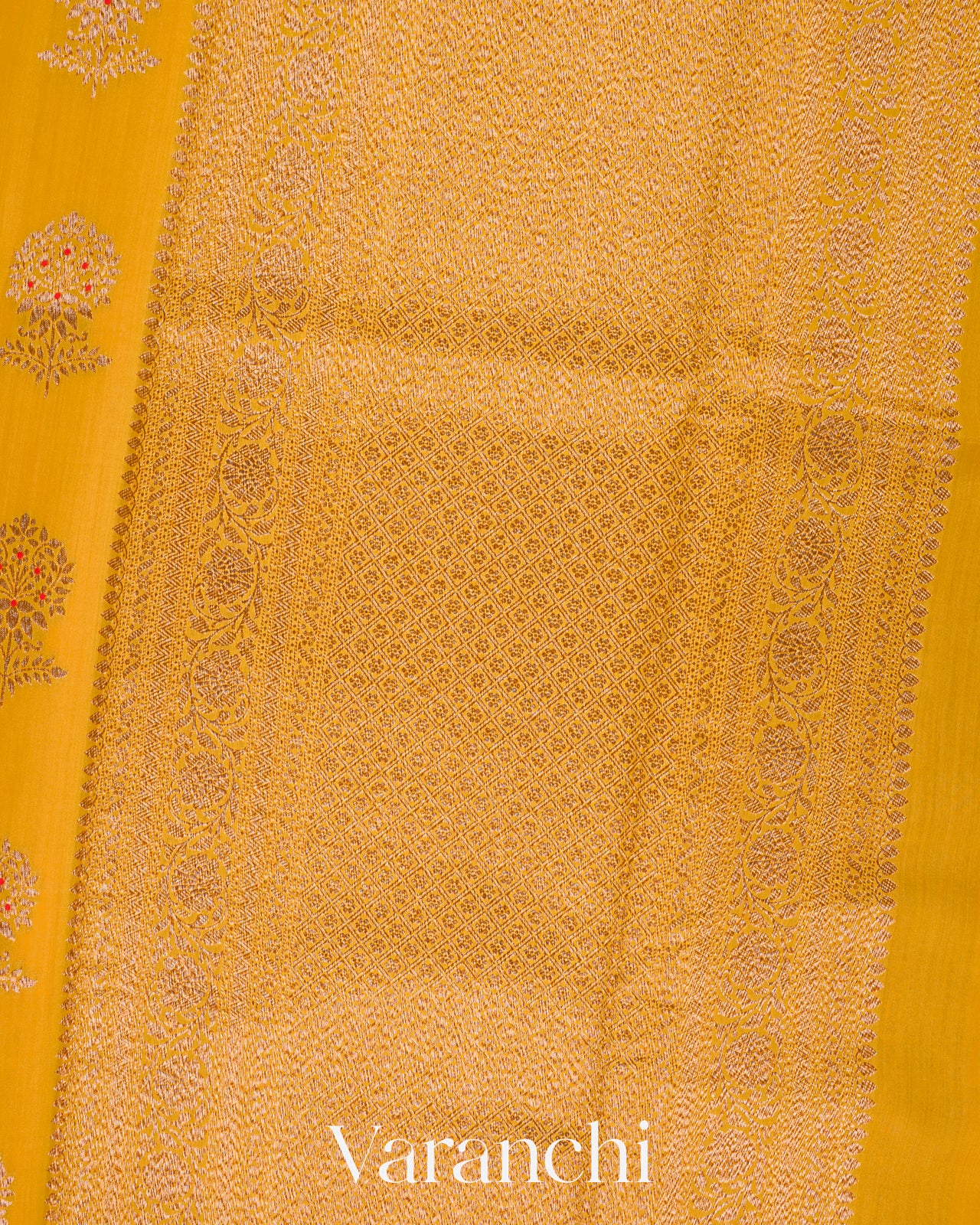 Yellow Pure Chiniya Silk Handloom Saree
